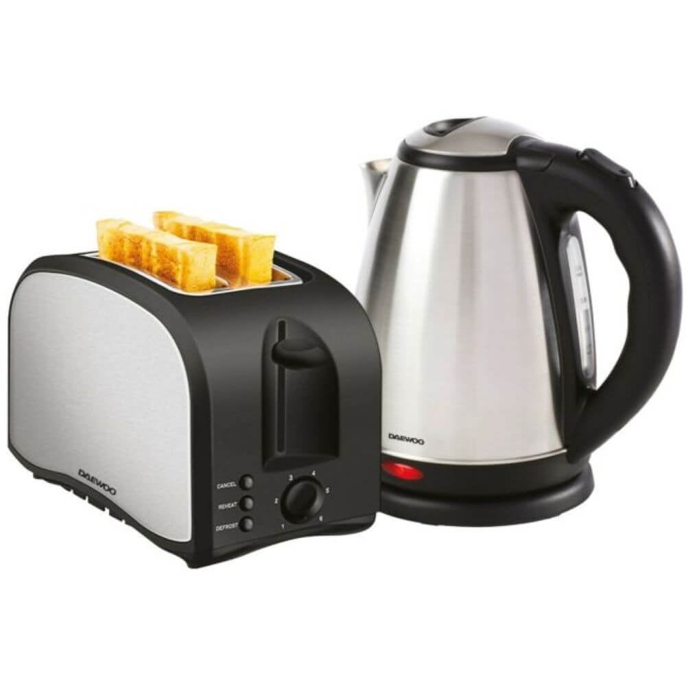 Daewoo Kettle And Toaster Pack Silver