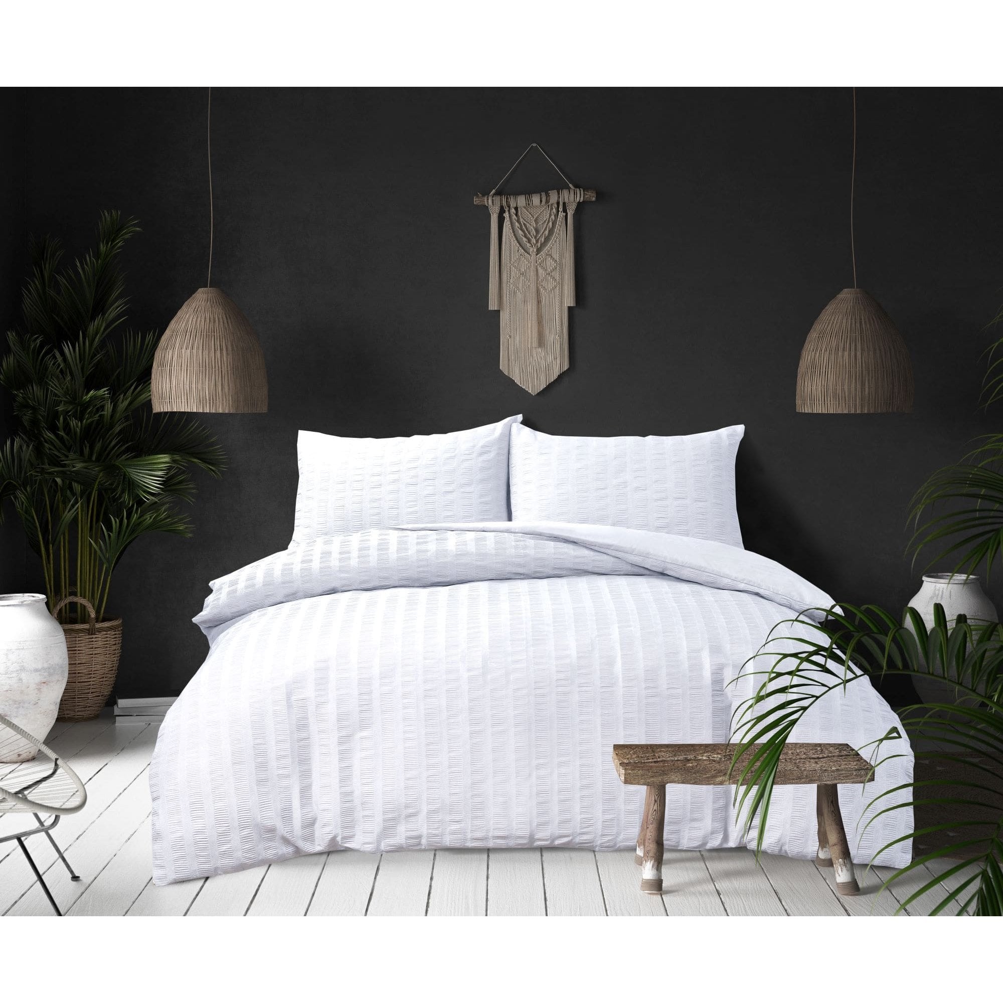 Seersucker Duvet Set White