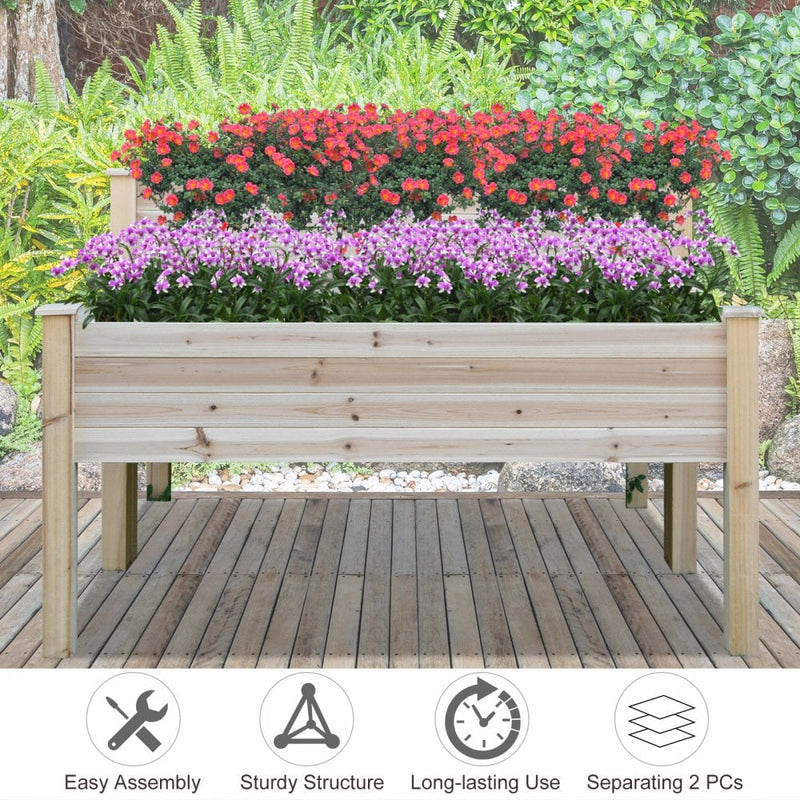 2 Piece Elevated Wooden Planter