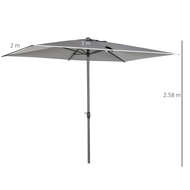 Oasis 3 x 2 m Adjustable Title Crank Garden Parasol - Grey