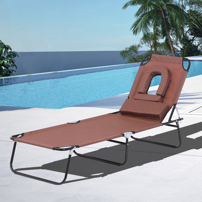 Outsunny  Sun Lounger With Pillow - Brown
