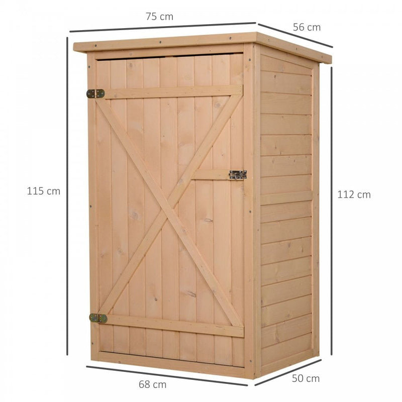 Outsunny 1.8 x 2.4ft Small Fir Wood Garden Storage Shed with Shelves