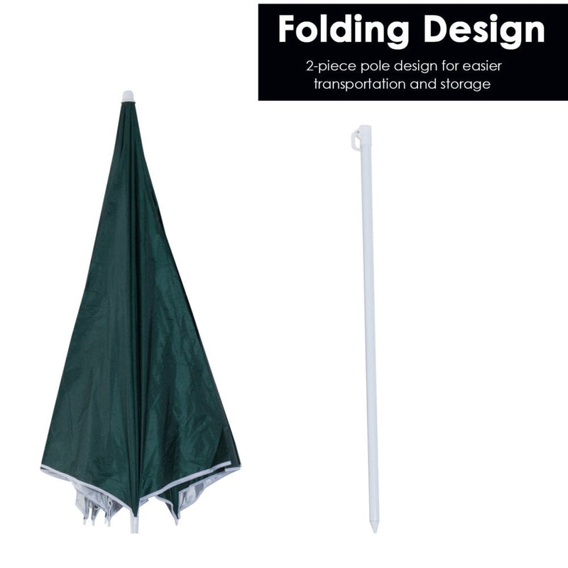 Oasis 2.2 m Outdoor Fishing Parasol Umbrella with Side Panel - Dark Green