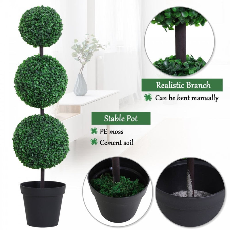 Outsunny Set of 2 Artificial Topiary Trees, with Pot