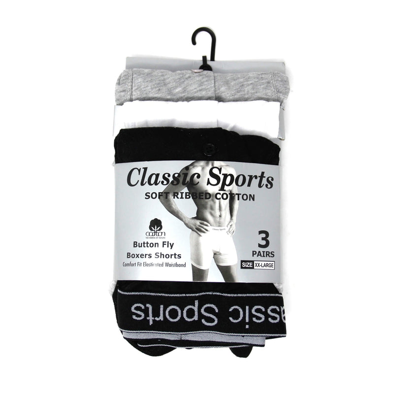 Men's Classic Sports 3 Pack Boxer Shorts - Assort