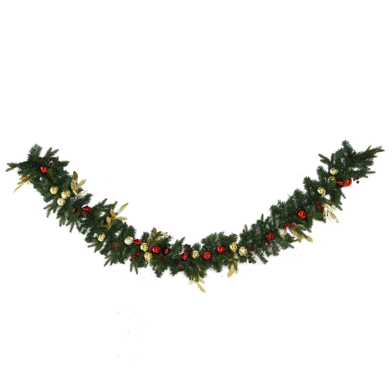 Christmas Time 9ft Decorated Artificial Christmas Garland Green