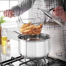 Lewis's Stainless Steel Chip Pan 22cm With 20cm Basket And Lid - Silver