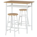 HOMCOM 3 Piece Bar Height Dining Furniture Set with 1 Table and 2 Matching Chairs with Metal Frame Footrest and Storage Shelf, for Kitchen, Dining Room, Pub, Cafe