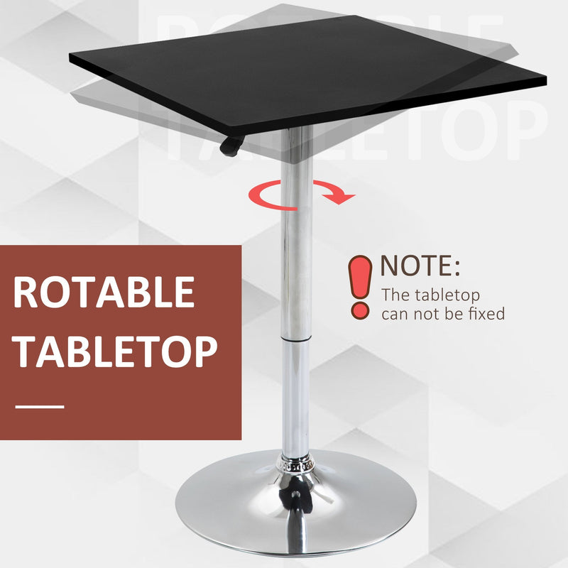HOMCOM Modern Height Adjustable Counter Bar Table with 360° Swivel Table top - Black & Silver