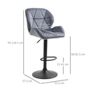 HOMCOM Adjustable Bar Stools Set of 2 - Dark Grey