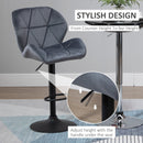 HOMCOM Adjustable Bar Stools Set of 2 - Dark Grey