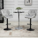 Bar Stool Set Of 2 Fabric Adjustable Height Armless Upholstered Counter Chairs With Swivel Seat, Light Grey