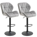 Bar Stool Set Of 2 Fabric Adjustable Height Armless Upholstered Counter Chairs With Swivel Seat, Light Grey