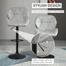 Bar Stool Set Of 2 Fabric Adjustable Height Armless Upholstered Counter Chairs With Swivel Seat, Light Grey