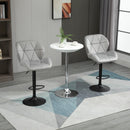 Bar Stool Set Of 2 Fabric Adjustable Height Armless Upholstered Counter Chairs With Swivel Seat, Light Grey