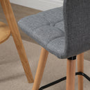 HOMCOM Bar stool Set of 2 Armless Button-Tufted Counter Height Bar Chairs with Wood Legs & Footrest, Grey