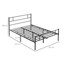 Double Metal Bed Frame Solid Bedstead Base with Headboard and Footboard, Metal Slat Support and Underbed Storage Space, Bedroom Furniture &