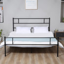 Double Metal Bed Frame Solid Bedstead Base with Headboard and Footboard, Metal Slat Support and Underbed Storage Space, Bedroom Furniture &
