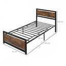 Single Metal Bed Frame with Headboard & Footboard, Strong Slat Support Solid Bedstead Base w/ Underbed Storage Space, No Box Spring Needed,