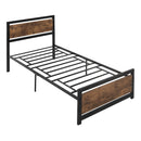 Single Metal Bed Frame with Headboard & Footboard, Strong Slat Support Solid Bedstead Base w/ Underbed Storage Space, No Box Spring Needed,