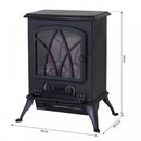 HOMCOM 1850W Flame Effect Electric Free Standing Fireplace W/Fan and Log Burning Stove Heater-Black