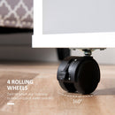 Open Wardrobe with Hanging Rod and Storage Shelves Mobile Garment Rack on Wheels Bedroom, Cloakroom, White Clothing Organizer