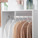 Open Wardrobe with Hanging Rod and Storage Shelves Mobile Garment Rack on Wheels Bedroom, Cloakroom, White Clothing Organizer