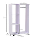 Particle Board Mobile Open Wardrobe On Wheels White