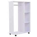 Particle Board Mobile Open Wardrobe On Wheels White