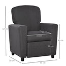 Single Seater Kids Sofa Chair with Footrest Recliner Upholstered Armchair for Children Playroom Bedroom Living room, Grey Linen