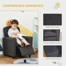 Single Seater Kids Sofa Chair with Footrest Recliner Upholstered Armchair for Children Playroom Bedroom Living room, Grey Linen