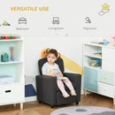 Single Seater Kids Sofa Chair with Footrest Recliner Upholstered Armchair for Children Playroom Bedroom Living room, Grey Linen