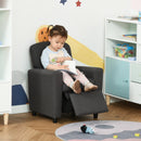 Single Seater Kids Sofa Chair with Footrest Recliner Upholstered Armchair for Children Playroom Bedroom Living room, Grey Linen