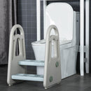 Two Step Stool for Kids Toddlers Ladder or Toilet Potty Training Bathroom Sink Bedroom Kitchen Helper with Non-slip Handle and Feet Pad Blue and Grey Two-Step