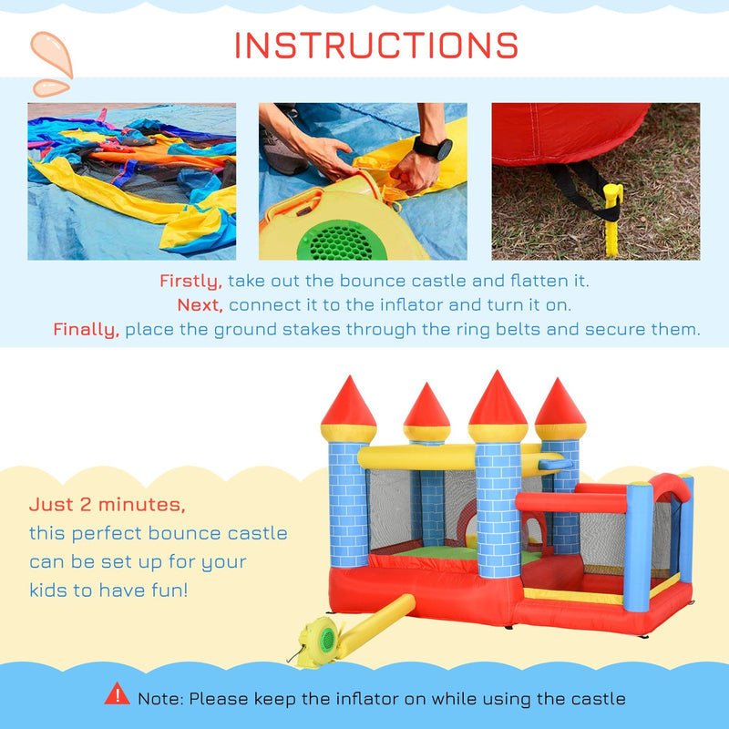 Outsunny Kids Bounce Castle Inflatable Trampoline Slide Pool Basket for Kids Age 3-10, 3 x 2.75 x 2.1m