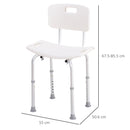 HOMCOM Adjustable Non-Slip Shower and Bath Chair, 55Wx50.6Dx67.5-85.5H cm-Cream White