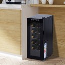 HOMCOM 12 Bottle Wine Cooler Mini Bar Refrigerator 11-18°C Adjustable Temperature Touch Control Led Lights Sleek Stylish Suitable for Home Bar Party Black