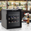 Homcom 16-Bottle Tempered Glass Mini Bar Cooler w/ LED Light Black