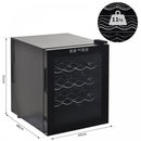 Homcom 16-Bottle Tempered Glass Mini Bar Cooler w/ LED Light Black