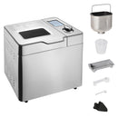 HOMCOM Bread Maker 25 in 1 9 KG Capacity Programmable Stainless Steel Dough Maker with Auto Fruit Nut Dispenser Nonstick Pan 3 Loaf Sizes 3 Crust Colours Keep Warm Time Delay, 550W 0.9KG
