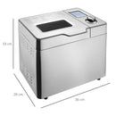 HOMCOM Bread Maker 25 in 1 9 KG Capacity Programmable Stainless Steel Dough Maker with Auto Fruit Nut Dispenser Nonstick Pan 3 Loaf Sizes 3 Crust Colours Keep Warm Time Delay, 550W 0.9KG