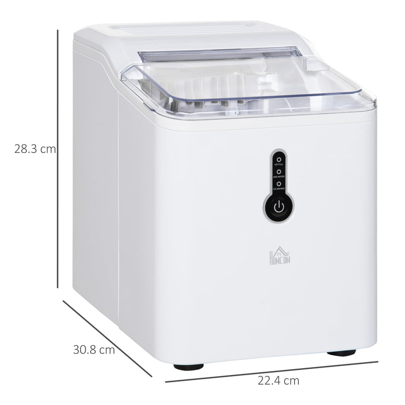 HOMCOM 12kg Ice Maker Machine | Counter Top Cube | Home Drink Equipment | 1.5L Self Clean Function w/ Basket Freestanding Kitchen Office Dining - White