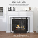 HOMCOM 3-Panel Folding Fireplace Screen with Door, Freestanding Spark Guard, Metal Mesh Fireguard, Black Door Mesh