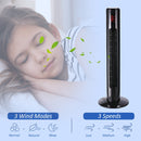HOMCOM 38'' Freestanding Tower Fan, 3 Speed 3 Mode, 12h Timer, 70 Degree Oscillation, LED Panel, 5M Remote Controller, Black