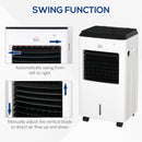 HOMCOM 3-IN-1 Portable Air Cooler, Heater, Humidifier with Ice Crystal Box, 3 Speed 3 Mode, 7.5 Hour Timer, Remote Controller Included, for Bedroom, Dorm, Office, White Cooler Heater Box 9 Settings Home Office