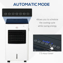 HOMCOM 3-IN-1 Portable Air Cooler, Heater, Humidifier with Ice Crystal Box, 3 Speed 3 Mode, 7.5 Hour Timer, Remote Controller Included, for Bedroom, Dorm, Office, White Cooler Heater Box 9 Settings Home Office