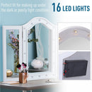 HOMCOM MDF Tri-Fold LED Vanity Mirror w/ 16 Spotlights White