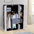 DIY Portable Wardrobe Closet, 111L X 47W X 145Hcm-Black/White