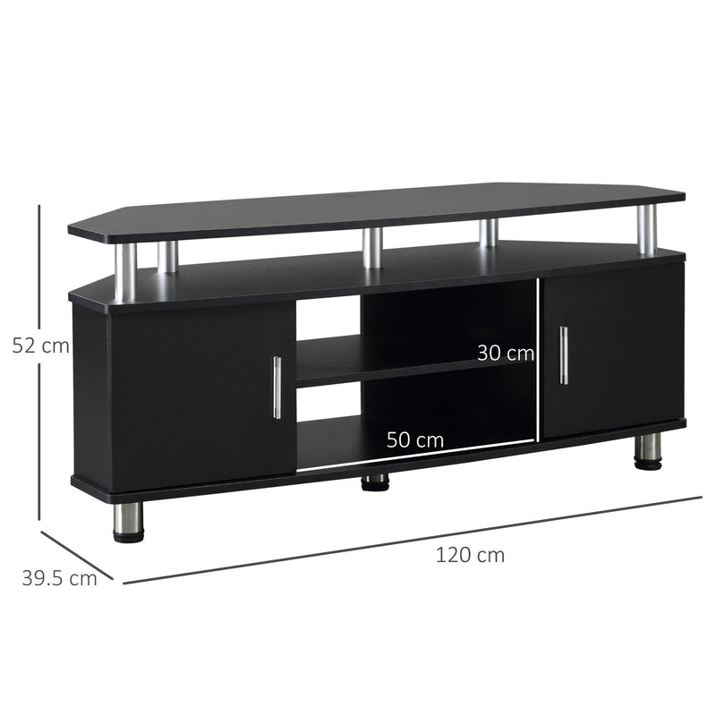 TV Unit Cabinet with Storage Shelves and Cupboard, Entertainment Center for Living Room, Black Stand Cupboard Room