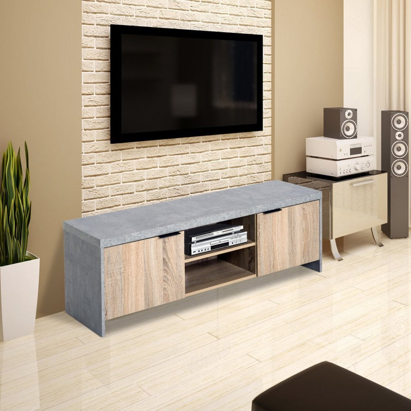 Wooden TV Stand Cabinet Home Media Center DVD CD Storage Unit Entertainment Station Living Room Furniture 120Lx40Wx44cm-Grey